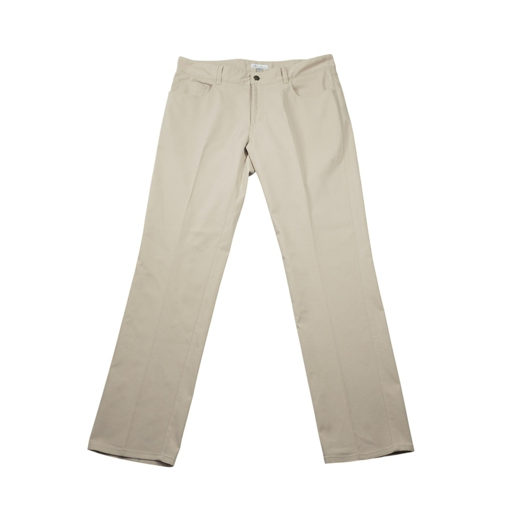 Peter Millar Men's Performance Five Pocket Pants Khaki Tan 36/32 Straight Leg